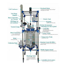 hot Vacuum distillation glass reactor in chemical 80L (PTFE sealing) for sale